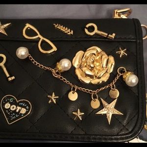 NWT Aldo Cross Body Purse Wallet Black With Charms